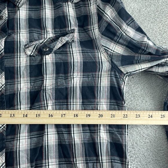Irreverent Mens XL Plaid Long Sleeve Button-Down Shirt pearl snap 5257 - Picture 7 of 9